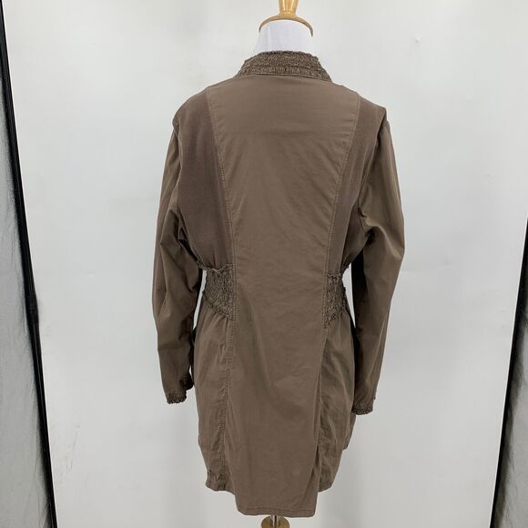 Soft Surroundings Jacket Women L Large Otter Full Zip Smocked Waist Stretch Side - Picture 6 of 12